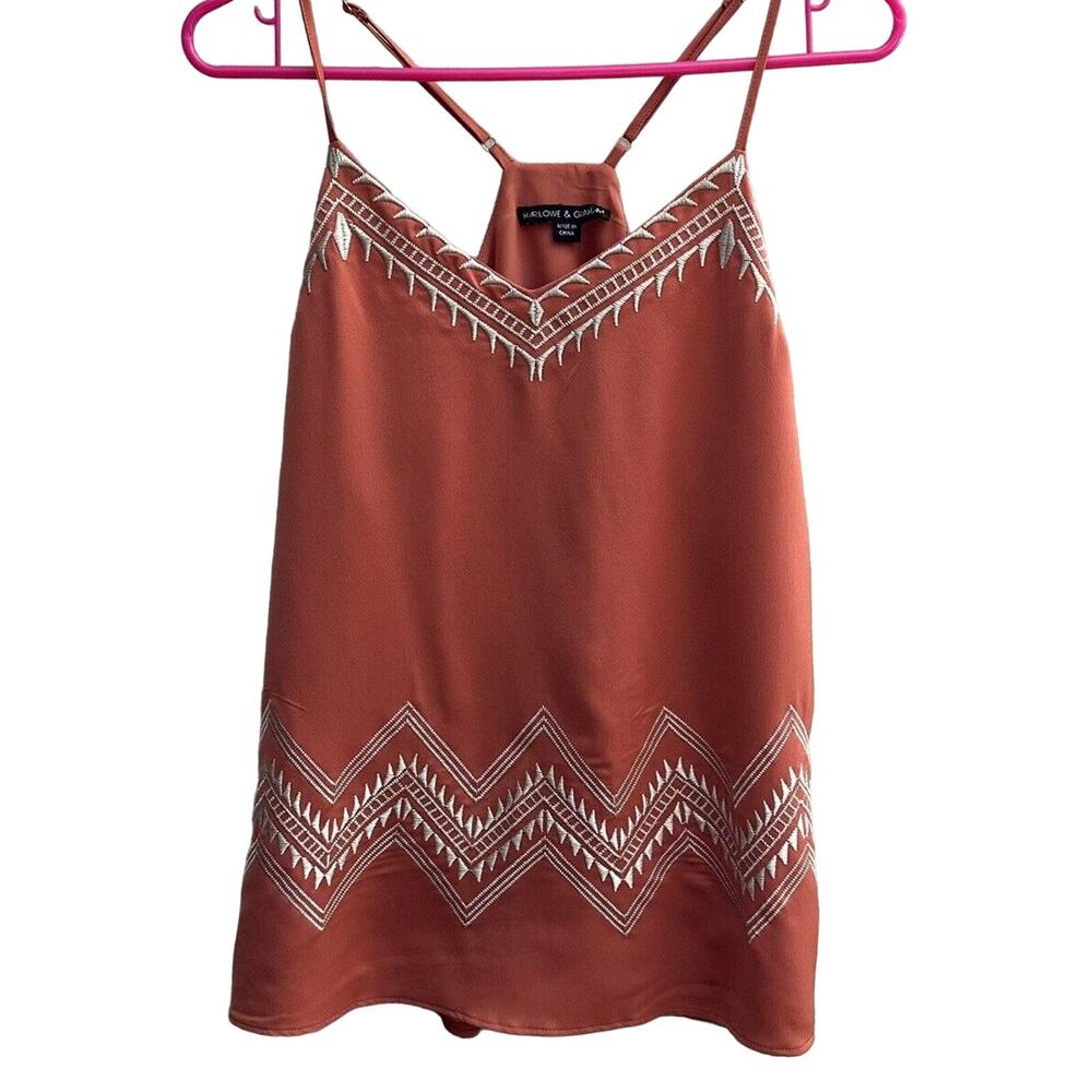 Harlowe & Graham Rust Blouse with White Accents